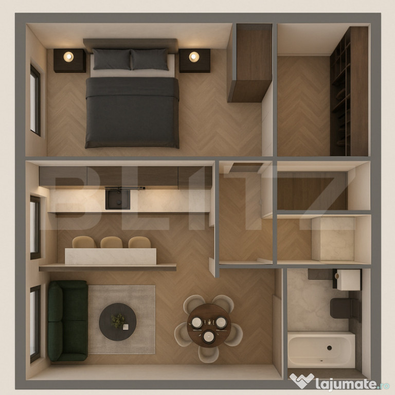 Apartamente moderne cu 2 camere, balcon si dressing - bloc n