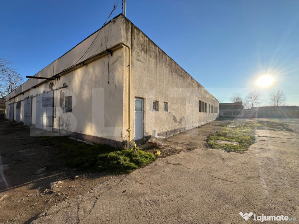 Hală industrială 800 mp, curte și parcare proprie, acces