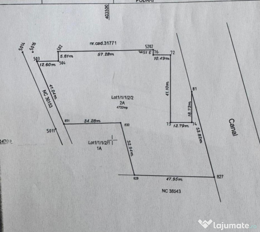 Teren intravilan 4.732 mp de vanzare Podari Livezi