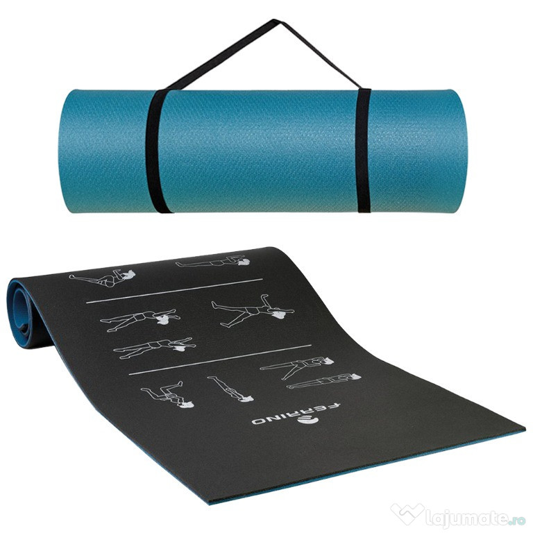 Saltea FERRINO, pentru yoga, dimensiune 186*61*8 mm, albastru/negru