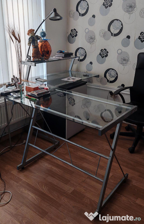 Birou sticla si metal