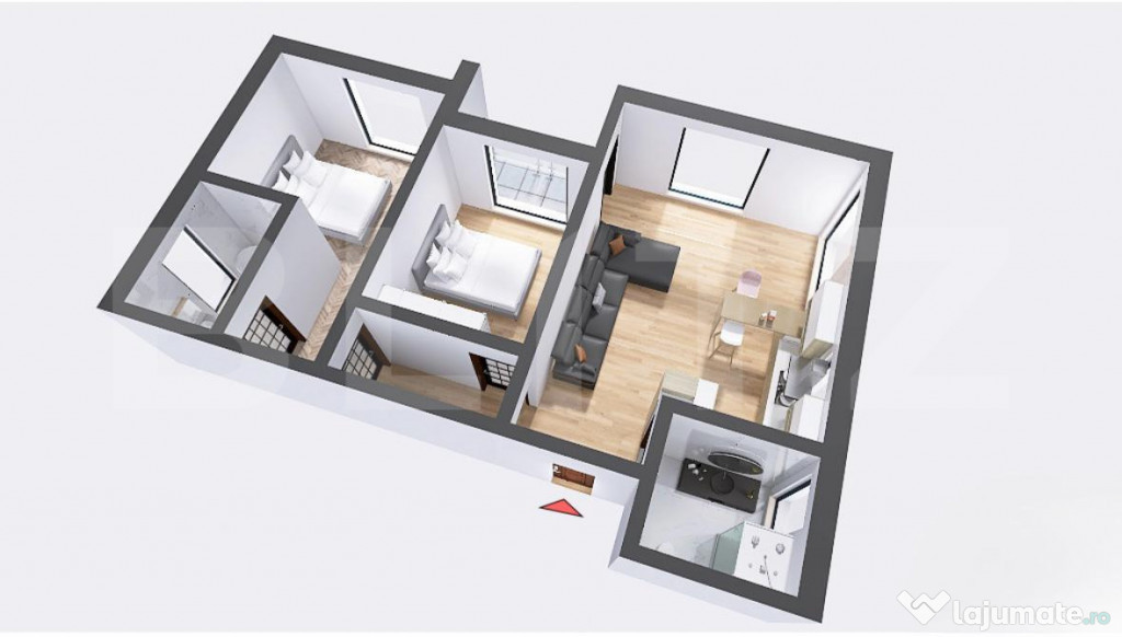Apartament 3 camere, 71 mp, decomandat Zona 22 Decembrie 198