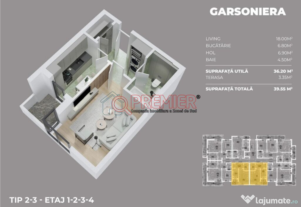 Garsoniera - Parc Laurentiu Raiciu - Direct Dezvoltator