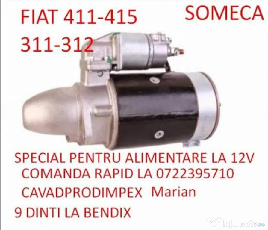 Electromotor NOU putere 4, 5kw, 24V si12V reductor tractor Fiat312,415