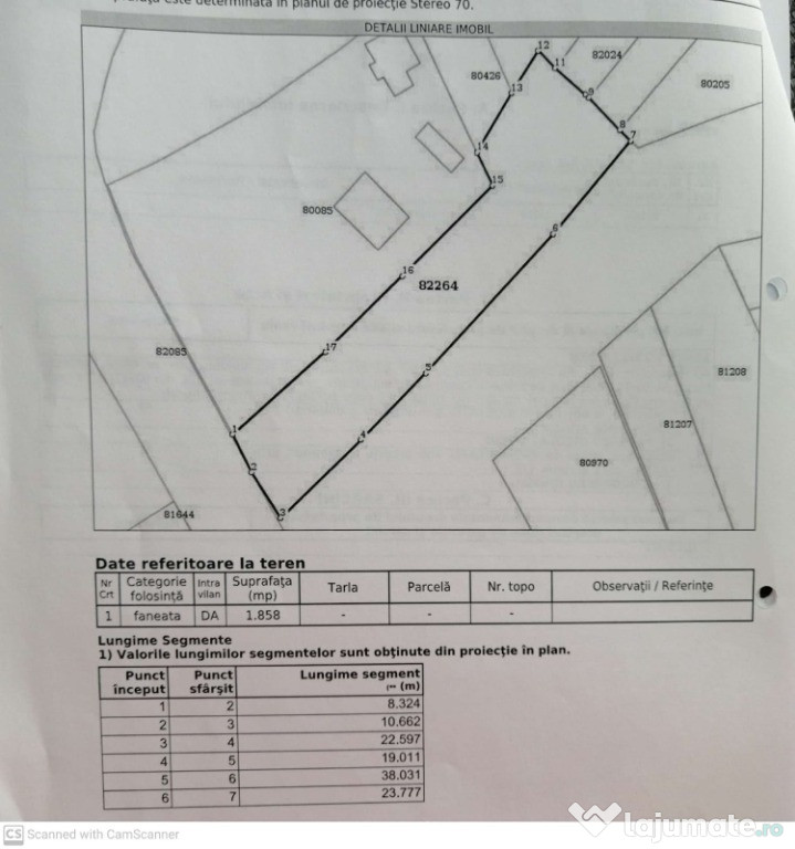 Teren intravilan pentru casa în Stănești jud Argeș (1858 mp,