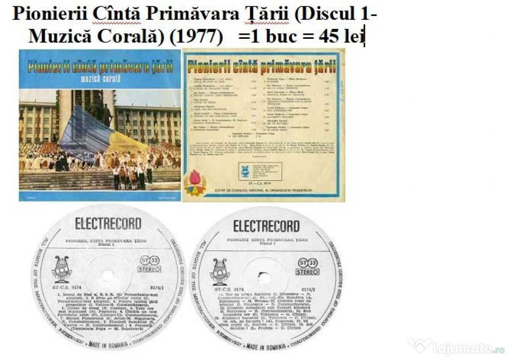 Pionierii Cîntă Primăvara Țării (Discul 1- Muzică Corală)