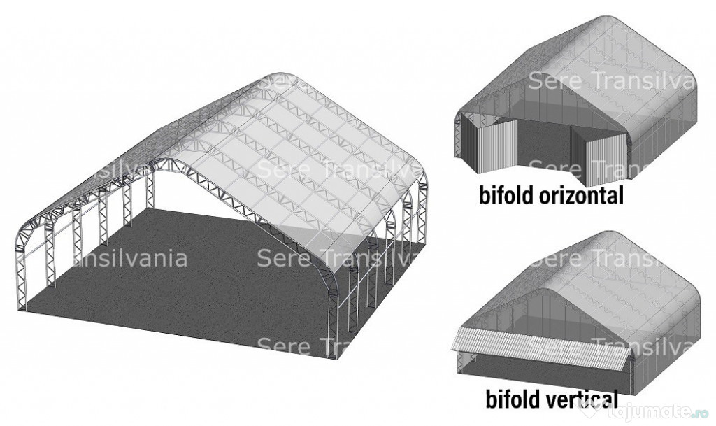 SPAȚIU DEPOZITARE tip CORT INDUSTRIAL (15,27m lățime x 26,55