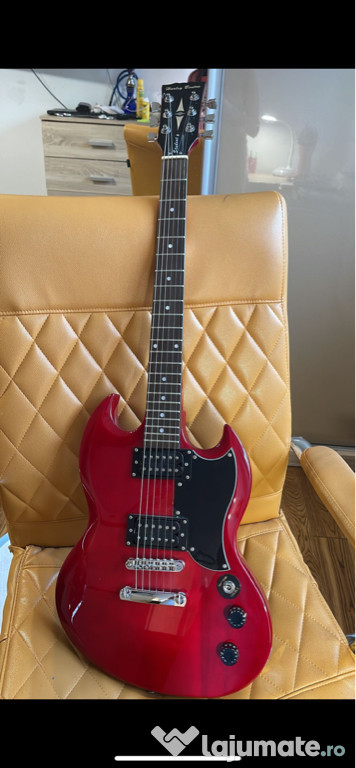 Chitara electrică Harley Benton DC 200 CH+ amplificator