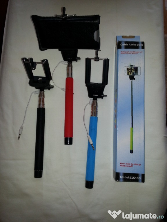 Monopod selfie cu buton declansator pe maner + suport telefon