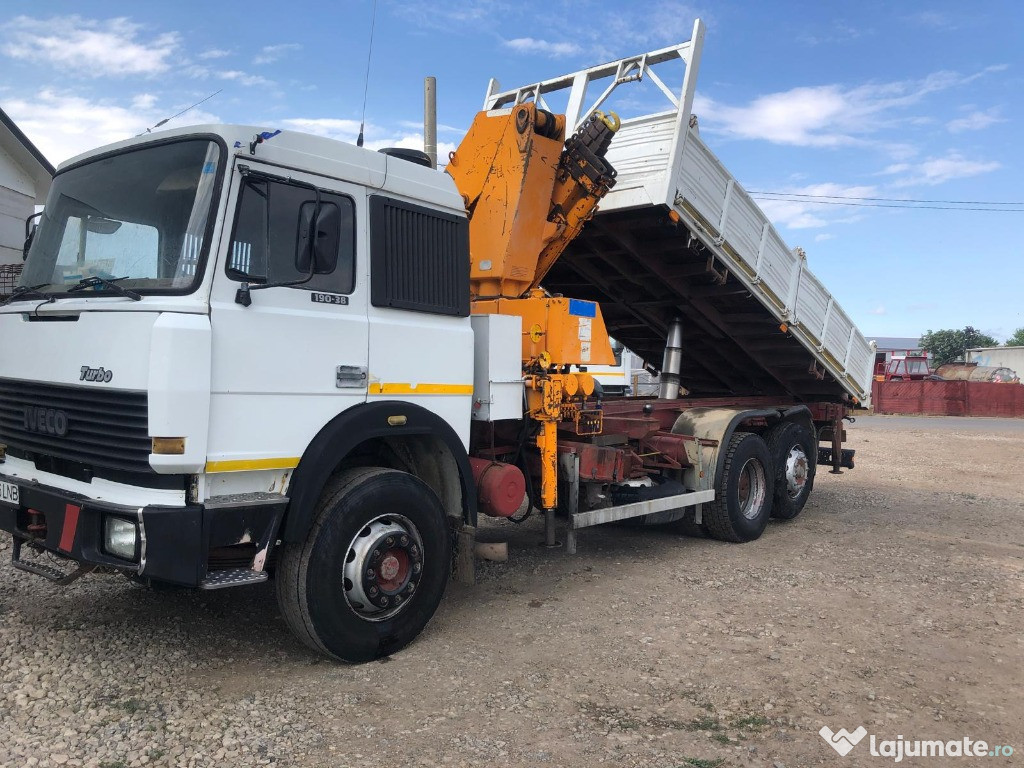 Camion Basculabil+Macara IVECO Turbostar 190-38 an 1990 macara 11 t/2m