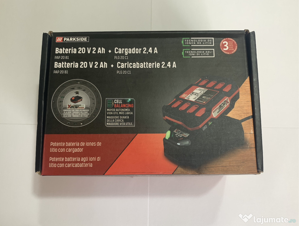 Acumulator ParkSide 20V 2Ah+încărcător 2.4A Noi , Sigilate