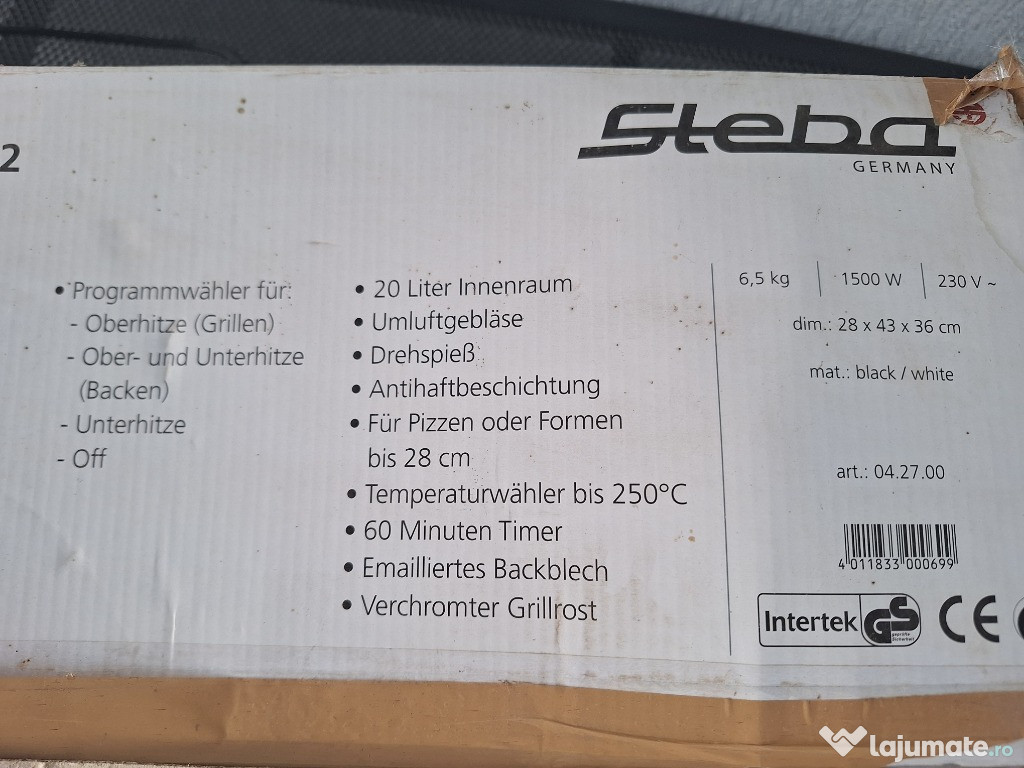 Vând cuptor electric nou Steba cu funcție de gril