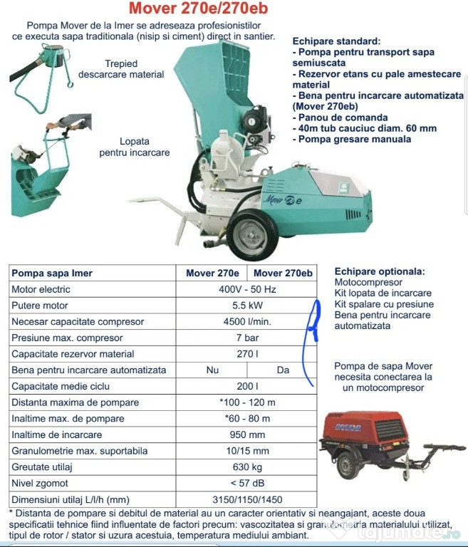 Pompa sapa imer mover 270e și compresor aer rotair mdvn diesel