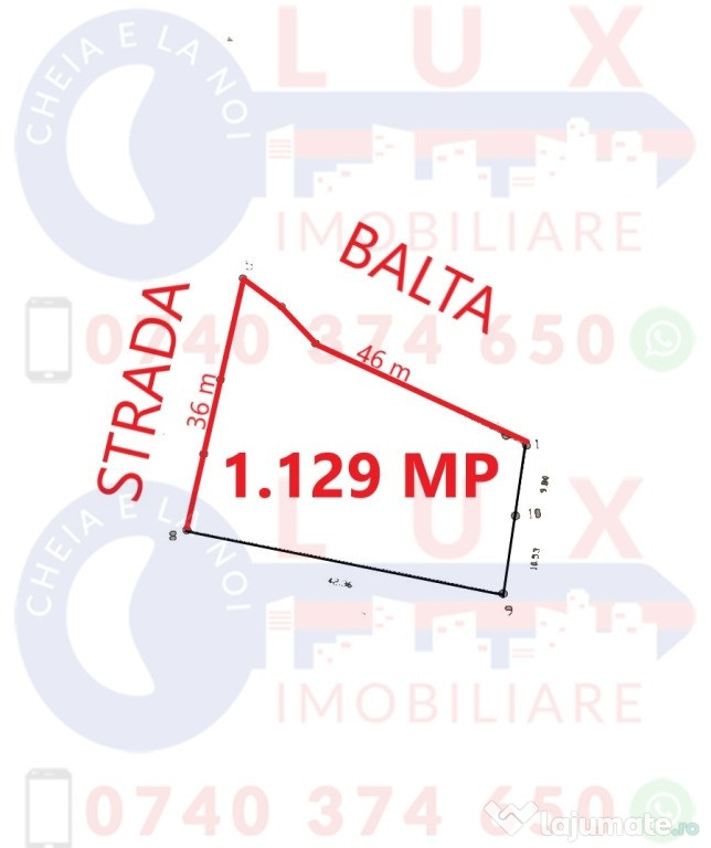 ID 7535 Teren INTRAVILAN cu IESIRE LA BALTA - Sat Mineri