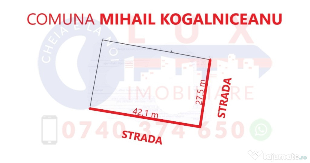 ID 7805 Teren intravilan in Comuna Mihail Kogalniceanu