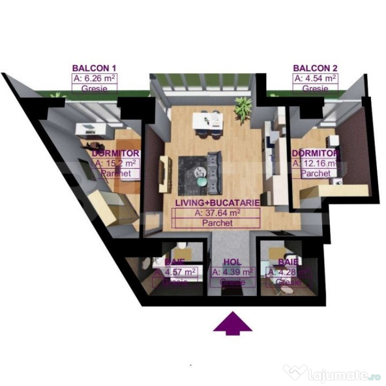 Apartament modern cu 3 camere, 89,04 mp, bloc nou din 2024,