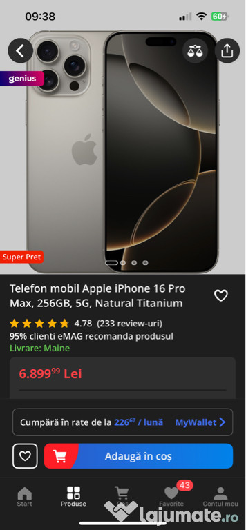 IPhone 16 PROMAX 256 gb NOU , GARANȚIE