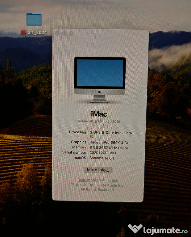 IMac Apple Retina 4K, 21.5-inch, 2019, 8GB