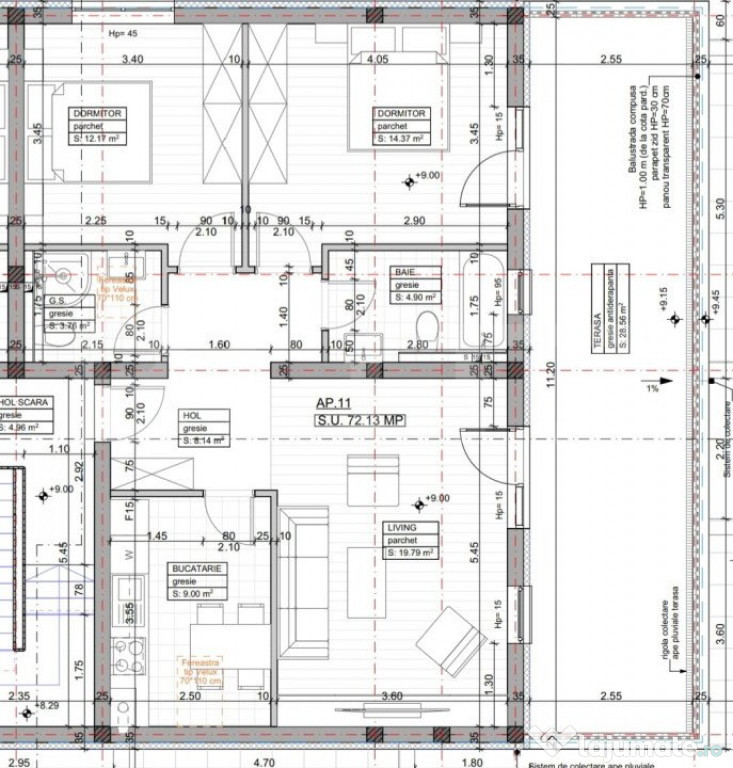 Apartament 3 camere, 2 bai, terasa 28 mp, Calea Urseni