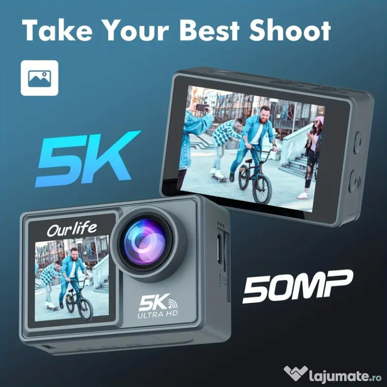 Camera video de actiune 5k 50MP si accesorii