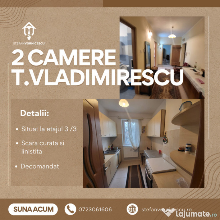 Apartament 2 camere | Tudor Vladimirescu, Iași | Etaj 3/3 c