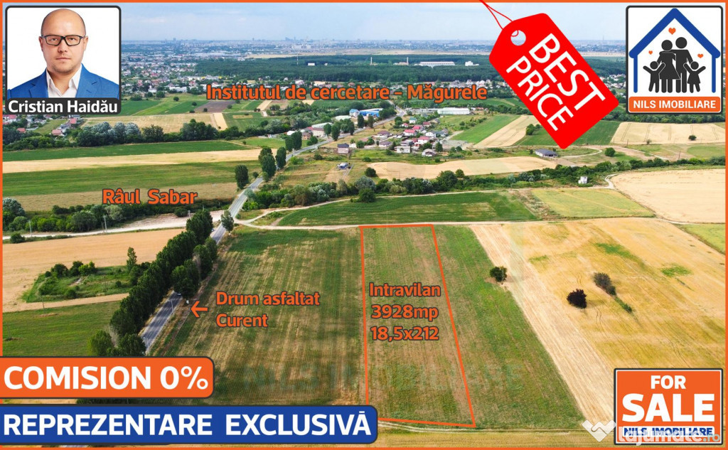 Teren 3928mp (18x212) | 23e/mp | Magurele | Intravilan