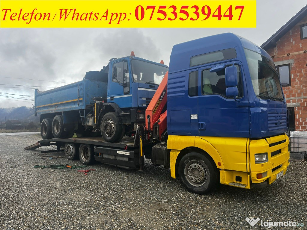 Man TGA 460, AC, platforma 7,20 m cu macara 10 m / 6 tone, troliu 10 t