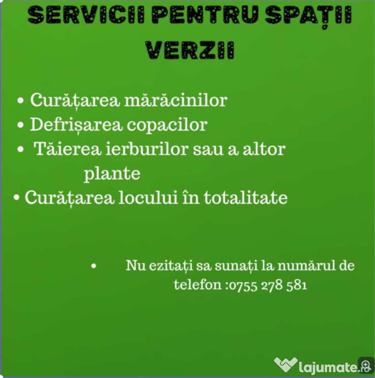 Servicii pentru spații verzii