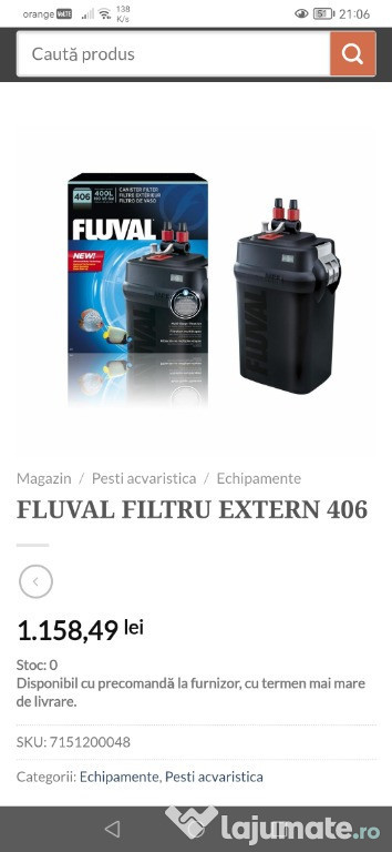 Filtru extern acvariu Fluval 406
