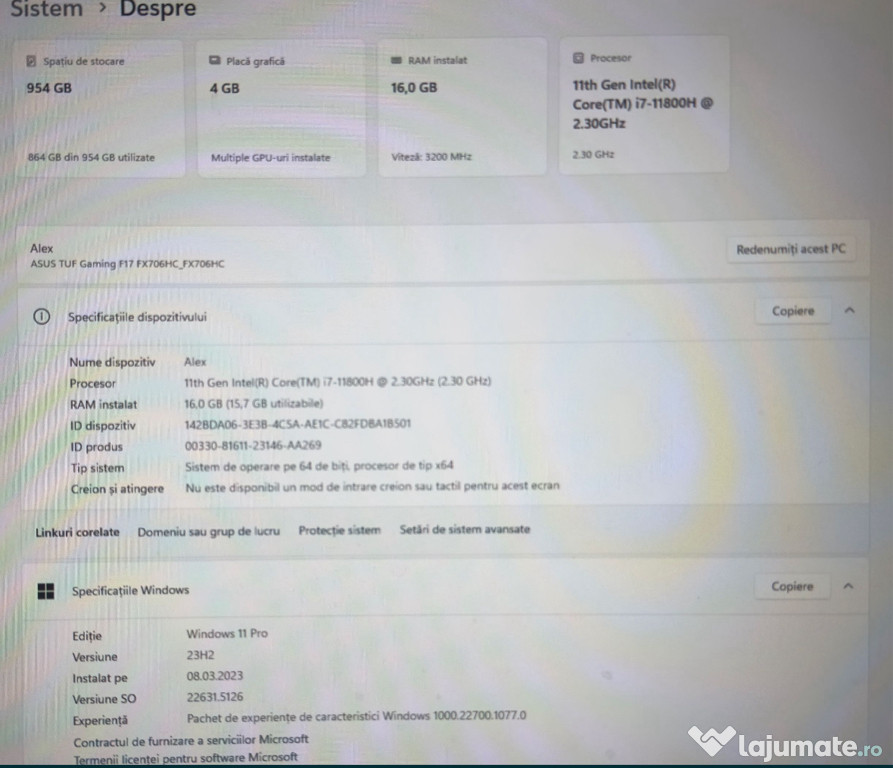 Laptop Gaming ASUS TUF F17 | i7-11800H |
