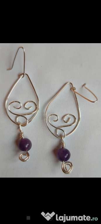 Cercei handmade mărgele ametist