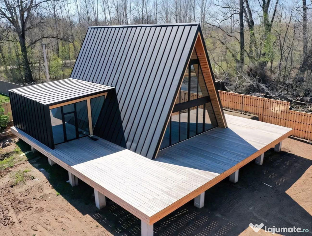 Vând care pe structură metalică cabane lemn
