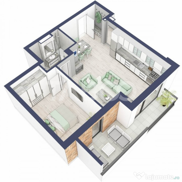 Comision 0-Apartament 2 camere 53 mp boxa la subsol lift Tur