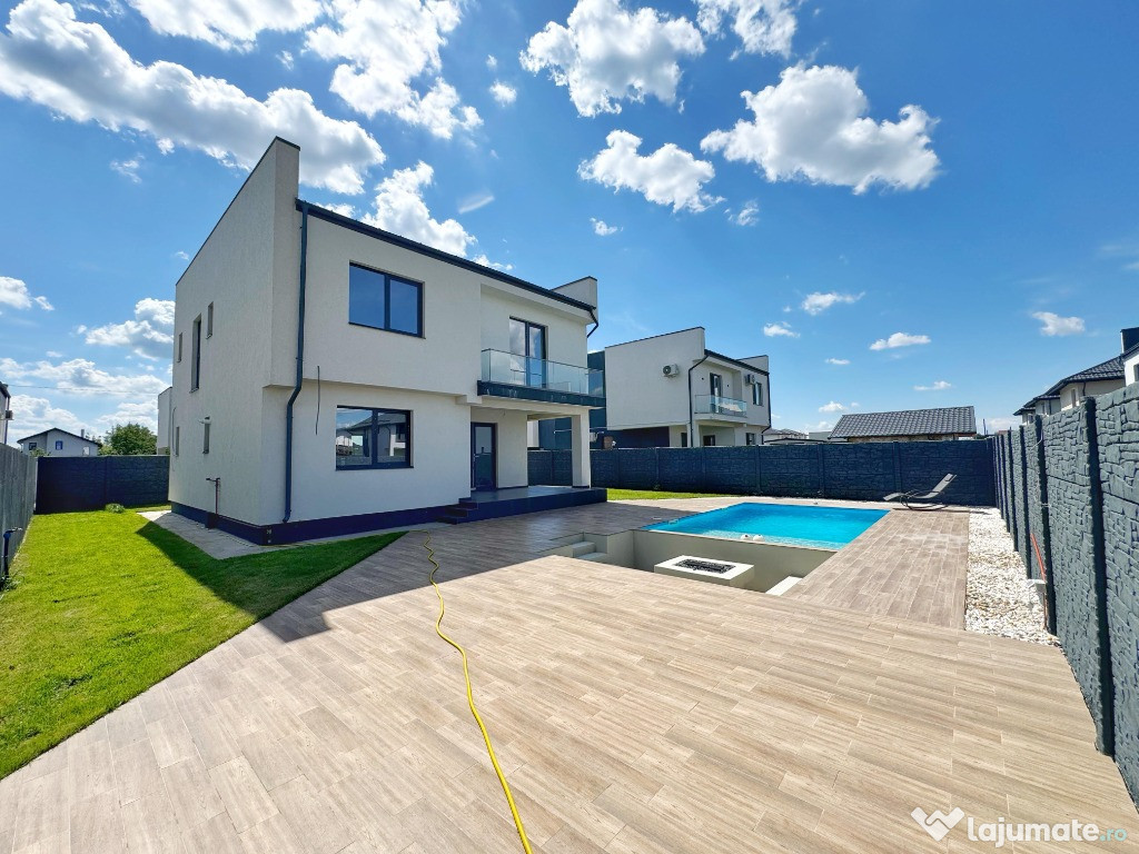 Vila individuală P+1E ~ 4 camere + 3 băi + dressing ~piscină+fireplace