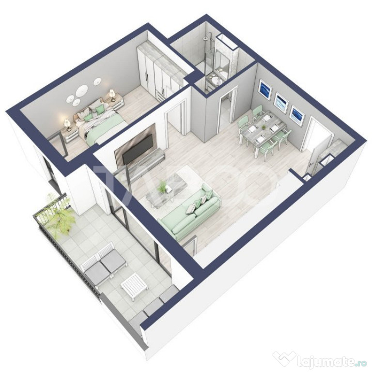 Comision 0-Apartament 2 camere 51 mp utili boxa la subsol Tu