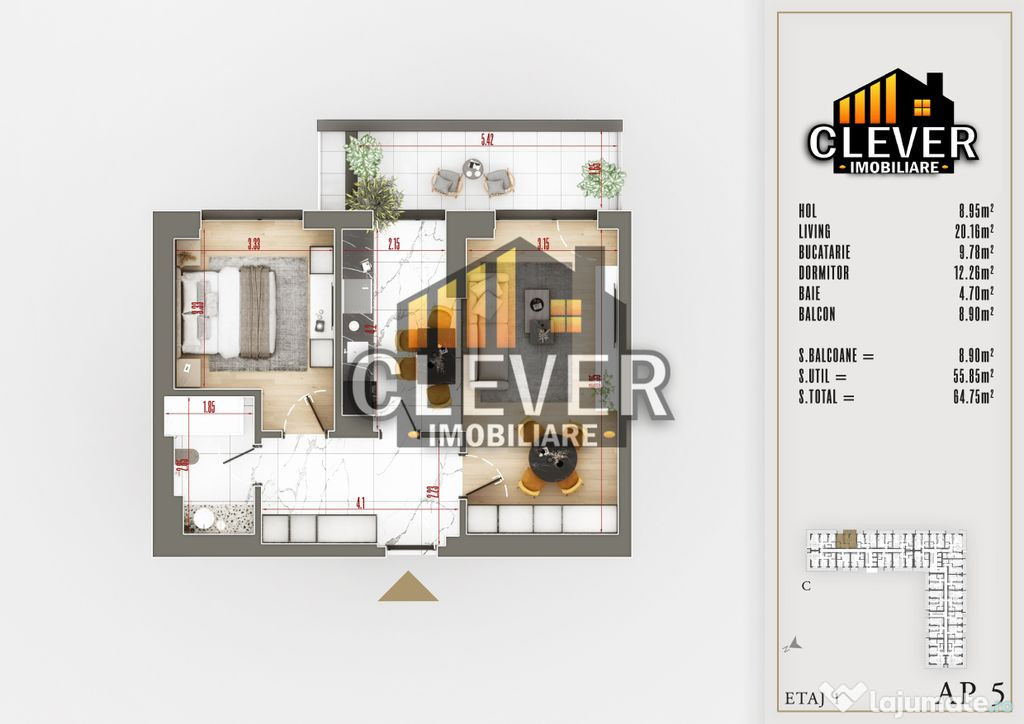 Apartament Premium 2 Camere Suprafata Generoasa Th. Pallady