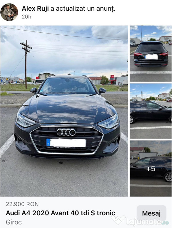 Audi A4 Avant 40 TDI S tronic | 2020 | 103.432 km | Stare Impecabilă