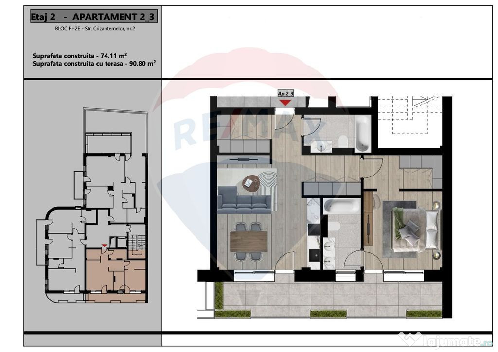 De Vânzare Apartament 2 camere 63 mpu zona Palatului Baroc