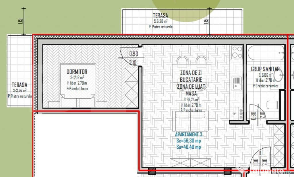 Apartament 2 camere, 46mp, bloc nou, zona Regal, Baciu