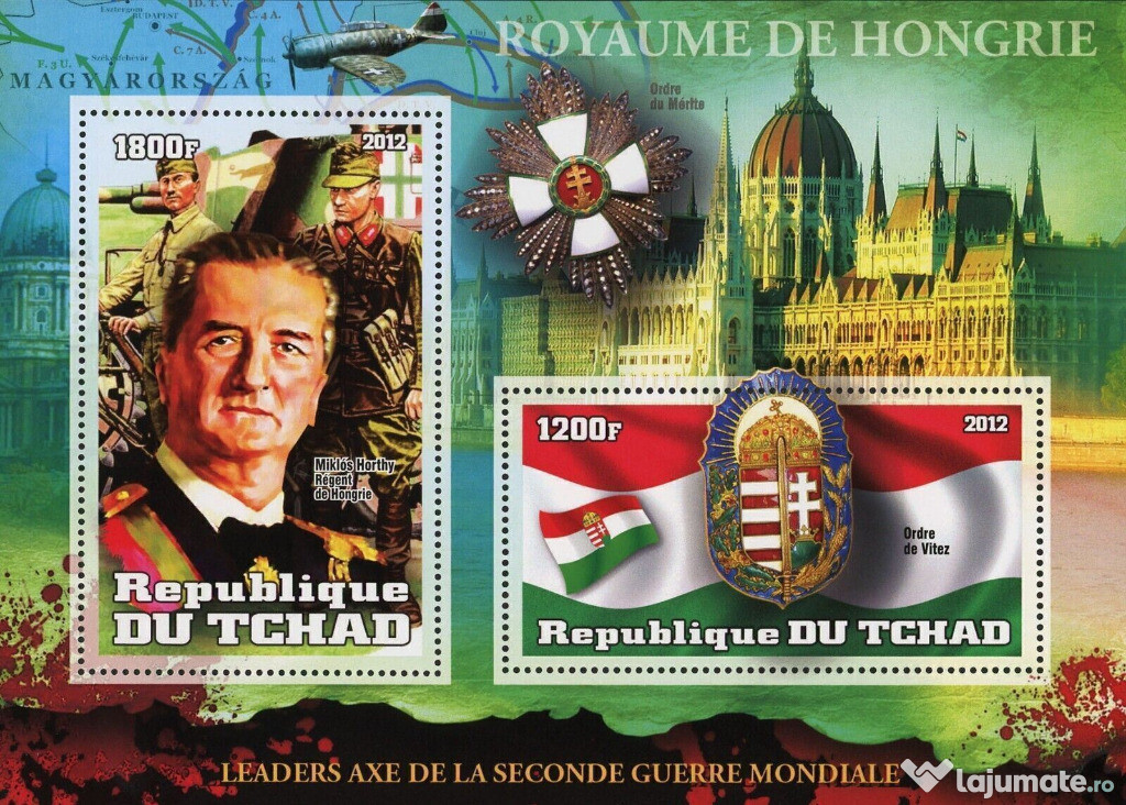 Super timbre colita Ciad tema lideri WWII Ungaria