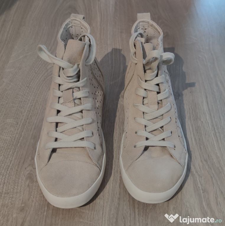 Pantofi dama, sport, PIELE naturala intoarsa,gri,marime 39
