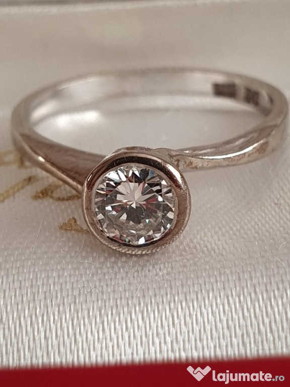 Inel logodna TURBILION aur alb 14k cu diamant natural VVS 0,5ct