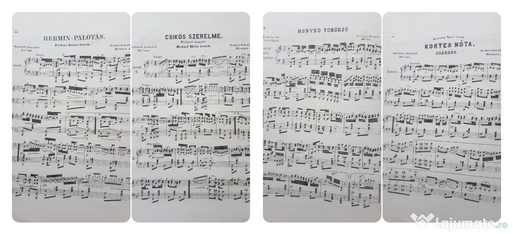 G434-I-Album partituri pian maghiare vechi 1869-Instrumente muzicale.