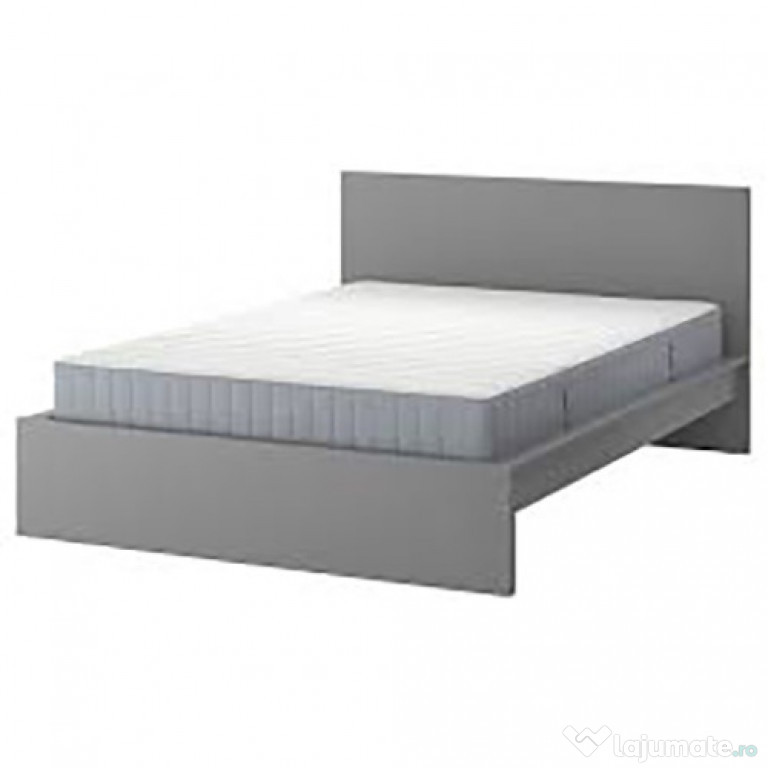 Pat MALM IKEA gri 140X200cm împreuna cu Saltea Wellpur Songa GF95