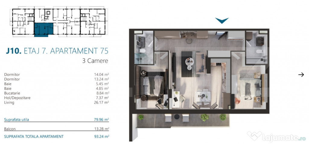 Apartament 3 camere, cu terasa 13 mp, super view, zona Elite
