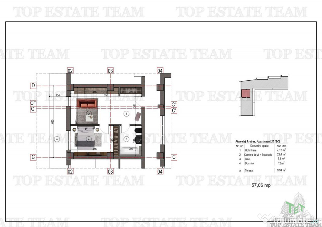 Apartament tip studio bloc nou metrou 1 Decembrie 1918