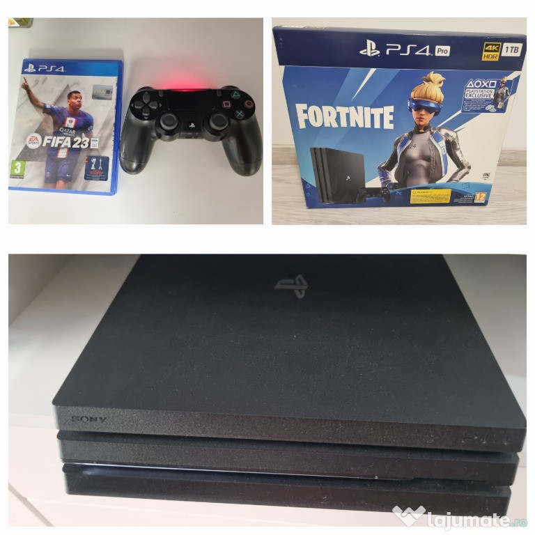 PS 4 Pro impecabila 1TB + cutie + FIFA 2023 + controller