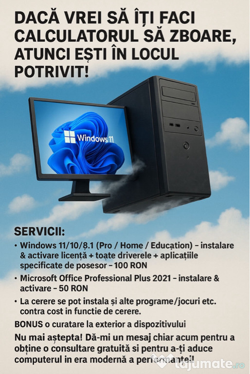 Servicii instalare Windows 11/10 Office 2021 licenta nu