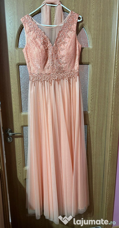 Rochie lungă culoare piersică