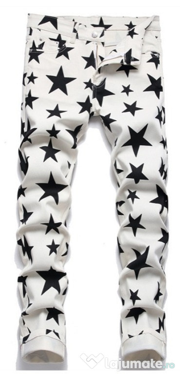 Jeans White with black stars
